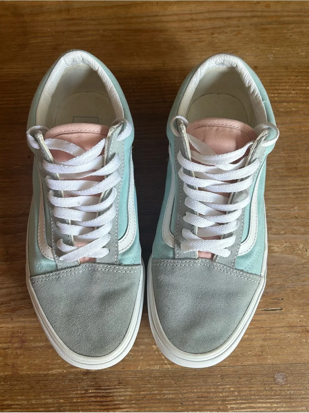 VANS Old Skool Platform Color Block Pastel Pink Yellow Blue Gray Women's 9